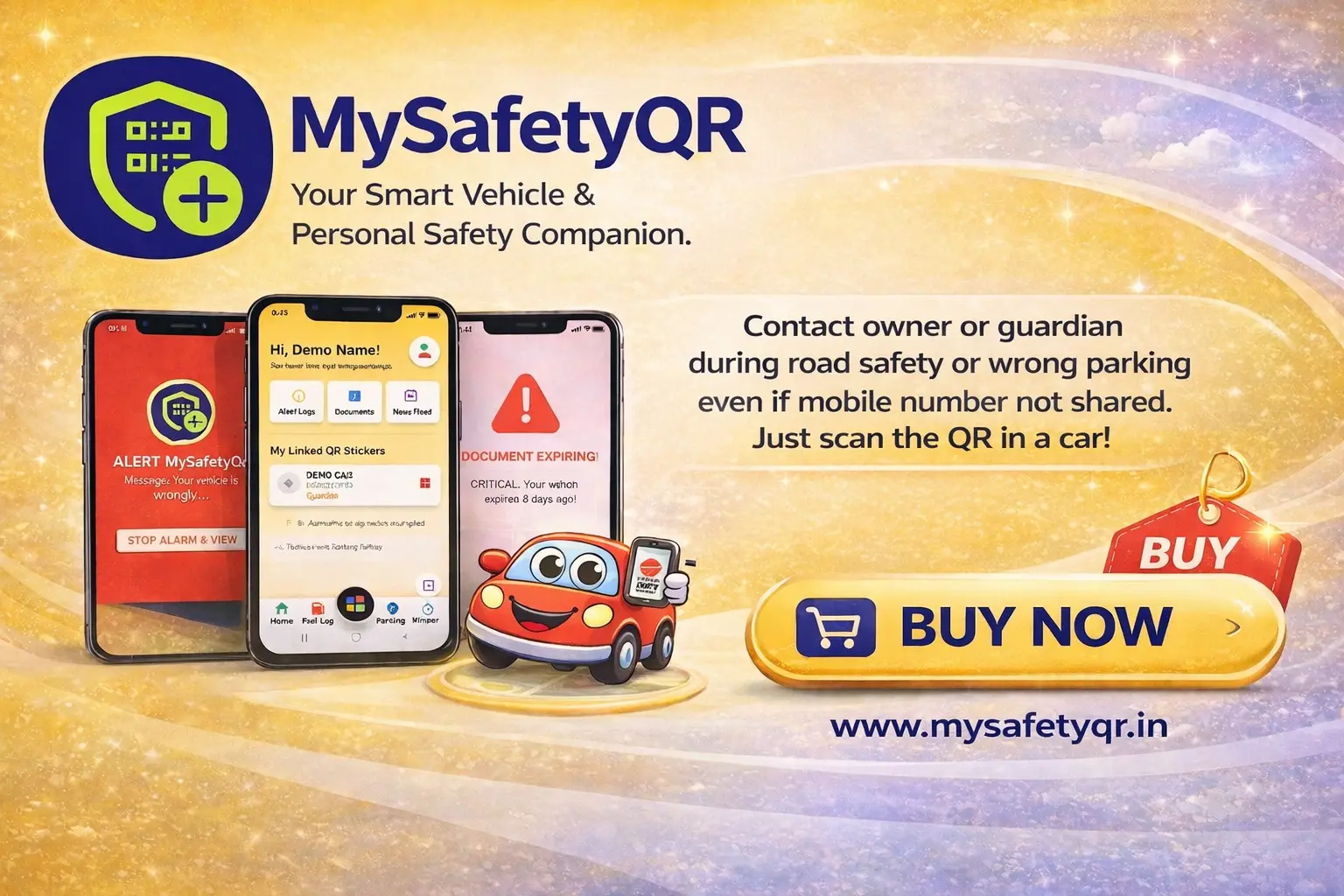 Smart Vehicle Safety QR Sticker on Car Windshield